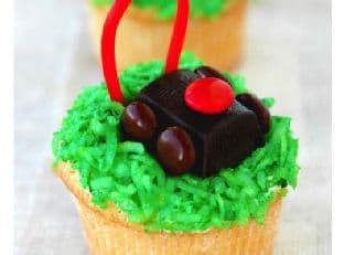 Lawnmower Coconut Cupcakes image