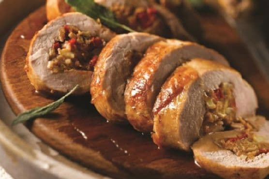 Savoury Mushroom stuffed Pork Tenderloin image