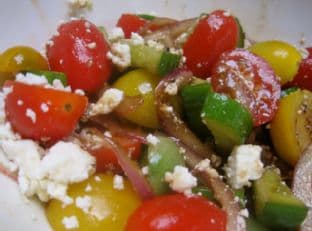 Tomato, Cucumber & Onion Salad with Feta Cheese: Real Convenience Food image